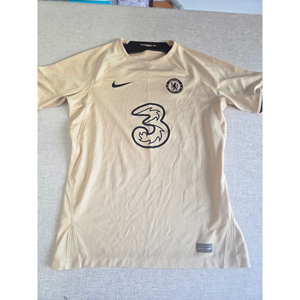 Nike Chelsea FC Away Soccer Jersey Youth XL Dri-FIT Cream Tan 3 Sponsor Football